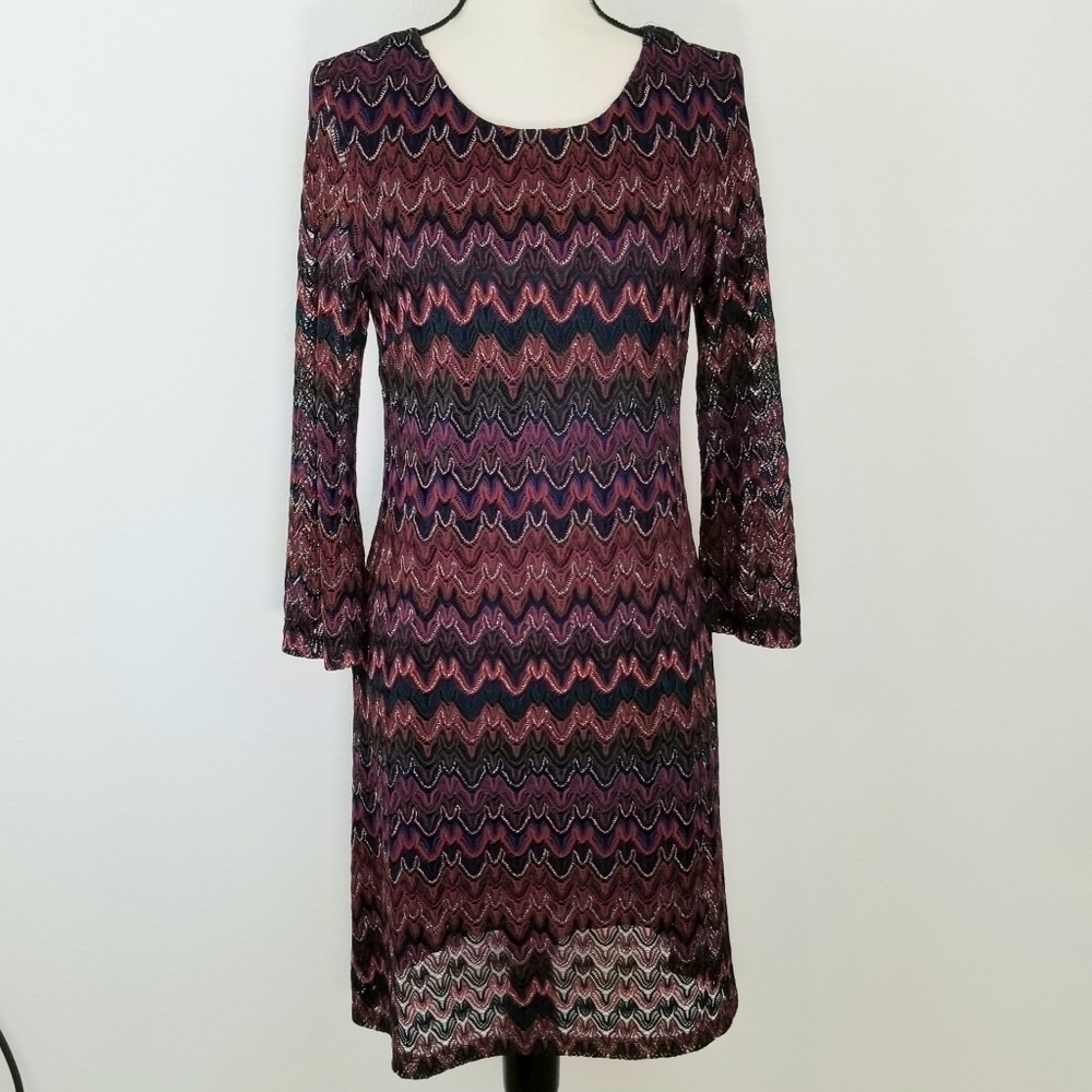 STUDIO ONE Red/Orange/Blue/Green Sparkly Dress, 10